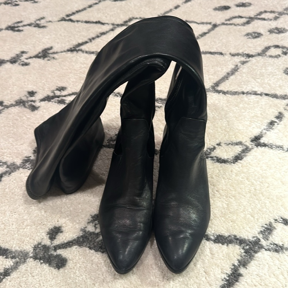Donald J Pliner over the knee black leather boots
